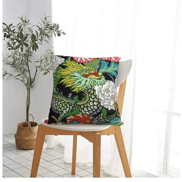 Goldminefinds Other - Pillow Covers Throw Decor 18X18 Only Japanese Dragon Set 2  Asian Chinese